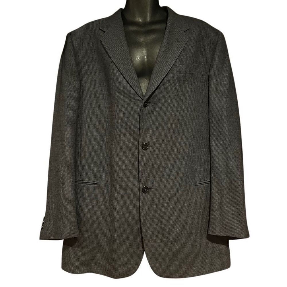Donna Karan Dark Gray Bird’s Eye Suit Jacket Sports Men’s 46L